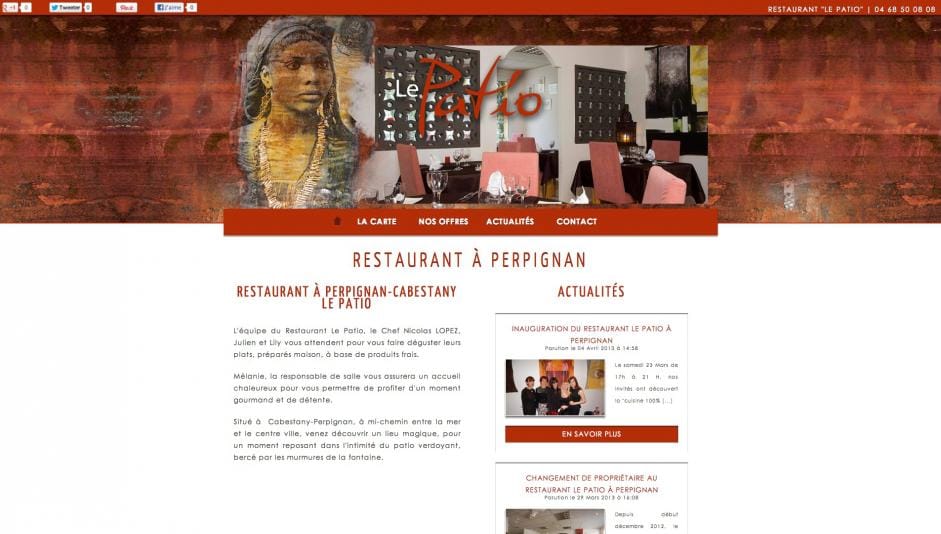 Création de site internet vitrine Restaurant à Perpignan Le Patio