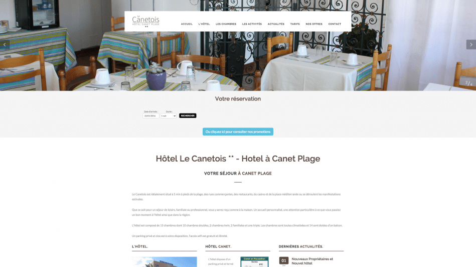 Création de site internet hôtel restaurant Hotel à Canet Le Canétois **