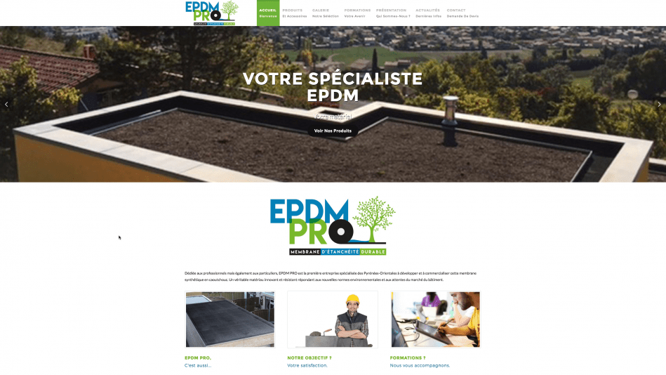 Création de site internet catalogue EPDM PRO – étanchéité toit membrane