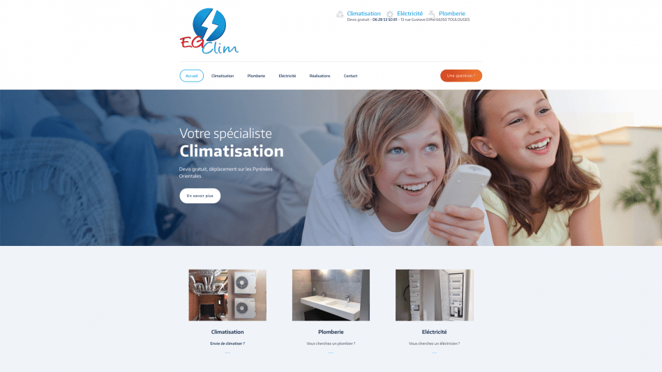 Création de site internet vitrine Climatisation – éléctricien – plombier à Perpignan