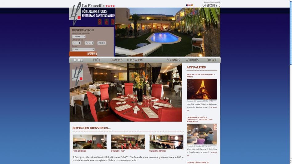 Création de site internet hôtel restaurant Hotel La Fauceille **** Perpignan – Nouveau site