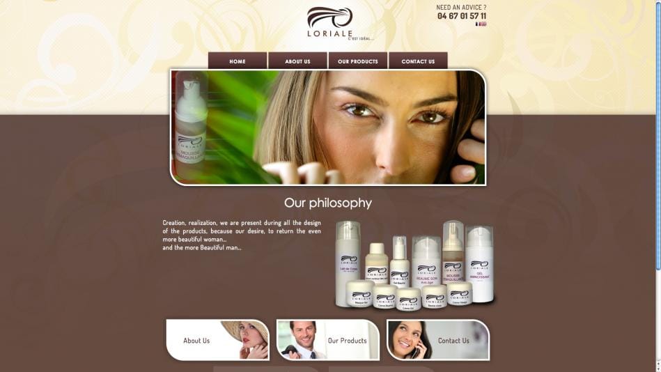 Création de site internet vitrine Loriale, produits cosmétiques bio Français