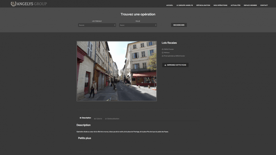 Création de site internet catalogue Angelys Group – Defiscalisation Immobiliere sur Perpignan et Bordeaux