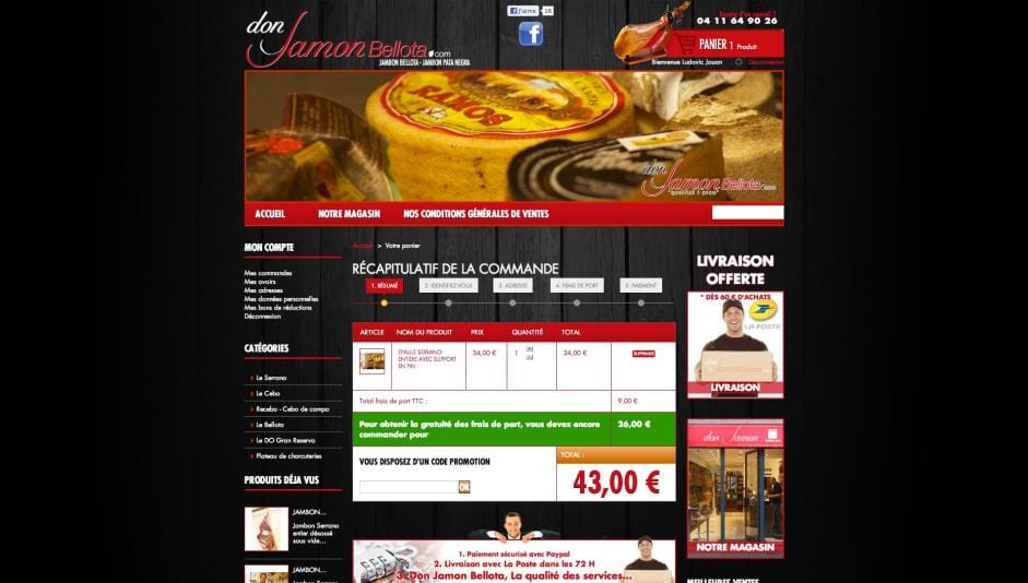 Création de site internet e-commerce Don Jamon Bellota – Jambon Bellota
