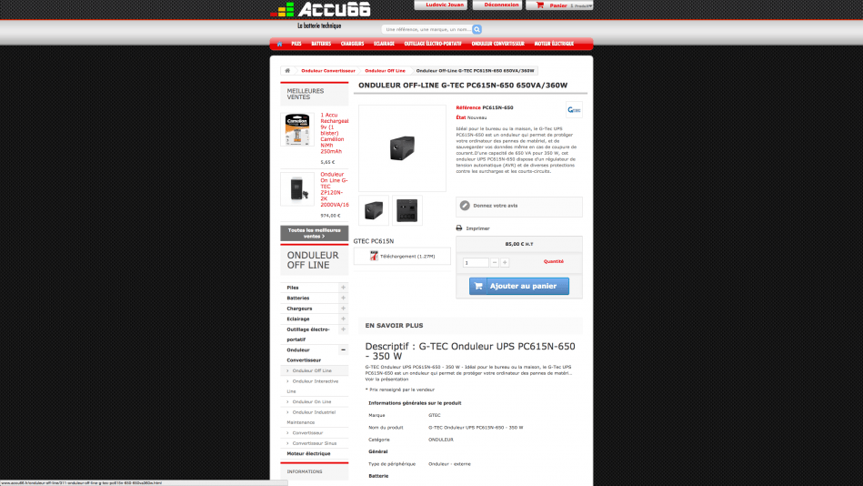 Création de site internet e-commerce Toutes vos piles, batteries et chargeurs avec Accu66