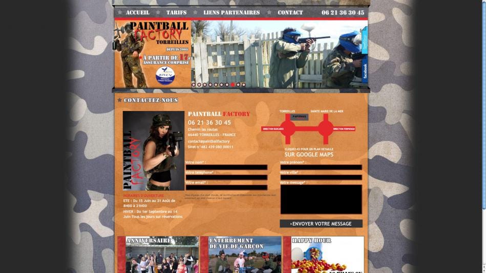 Création de site internet vitrine Paintball Factory – Loisirs Perpignan