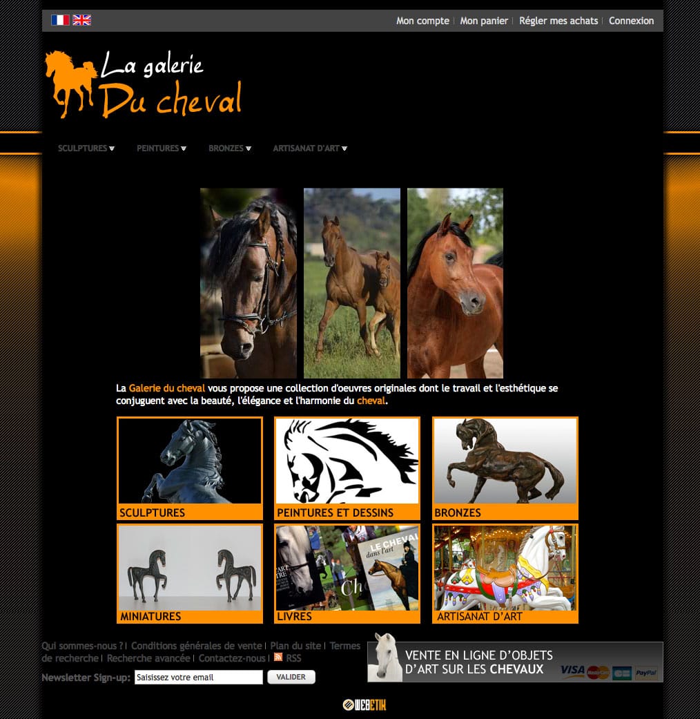 Création de site internet e-commerce La Galerie du Cheval – Sculptures et peintures cheval